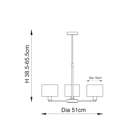 Lampa wisząca 3-punktowa metalowa z białymi abażurami 73016 z serii Daley - Endon Lighting