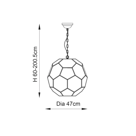 Lampa wisząca szklana kula mosiężna 3-punktowa 73560 z serii Miele - Endon Lighting