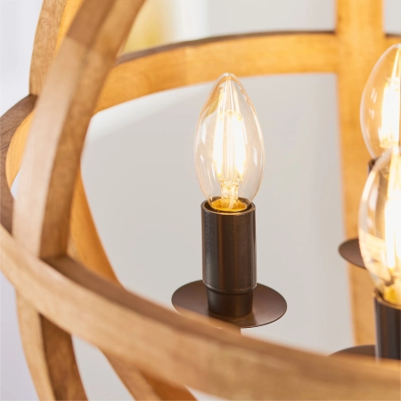 Lampa wisząca drewniana kulista 4-punktowa 73575 z serii Toba - Endon Lighting