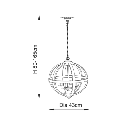 Lampa wisząca drewniana kulista 4-punktowa 73575 z serii Toba - Endon Lighting