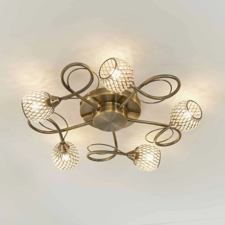 Lampa sufitowa mosiężna 5-punktowa 47cm 73757 z serii Aherne - Endon Lighting