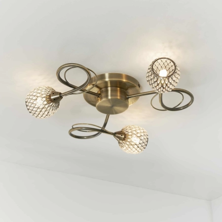 Lampa sufitowa mosiężna 3-punktowa z metalowymi kloszami 73758 z serii Aherne - Endon Lighting