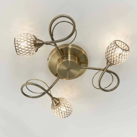 Lampa sufitowa mosiężna 3-punktowa z metalowymi kloszami 73758 z serii Aherne - Endon Lighting