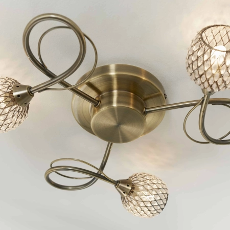 Lampa sufitowa mosiężna 3-punktowa z metalowymi kloszami 73758 z serii Aherne - Endon Lighting