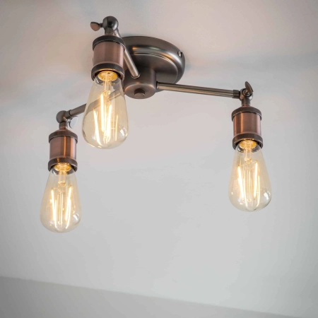 Lampa sufitowa metalowa miedziana 3-punktowa 76124 z serii HAL - Endon Lighting