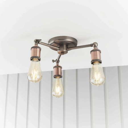 Lampa sufitowa metalowa miedziana 3-punktowa 76124 z serii HAL - Endon Lighting