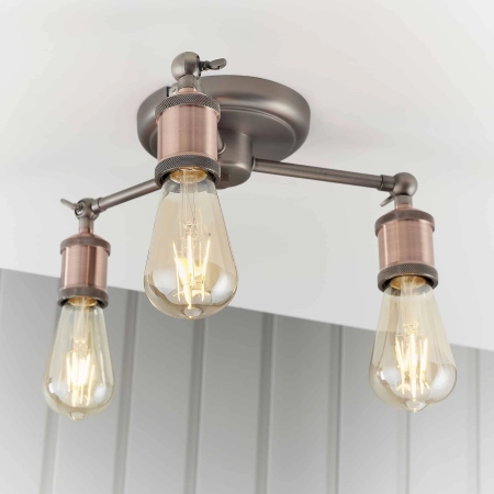 Lampa sufitowa metalowa miedziana 3-punktowa 76124 z serii HAL - Endon Lighting