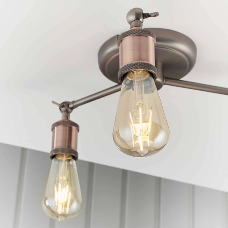 Lampa sufitowa metalowa miedziana 3-punktowa 76124 z serii HAL - Endon Lighting