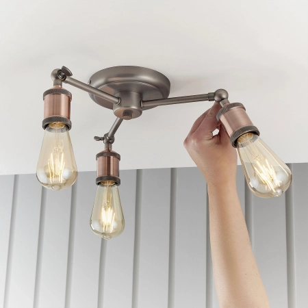 Lampa sufitowa metalowa miedziana 3-punktowa 76124 z serii HAL - Endon Lighting