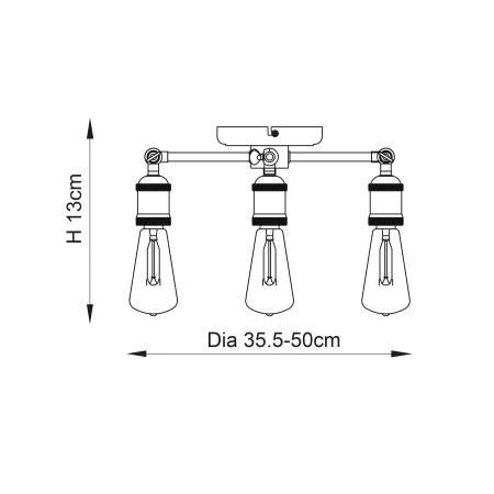 Lampa sufitowa metalowa miedziana 3-punktowa 76124 z serii HAL - Endon Lighting