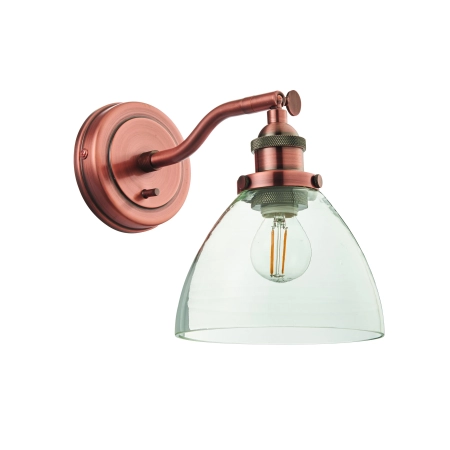 Kinkiet miedziany metalowy ze szklanym kloszem 76334 z serii Hansen - Endon Lighting