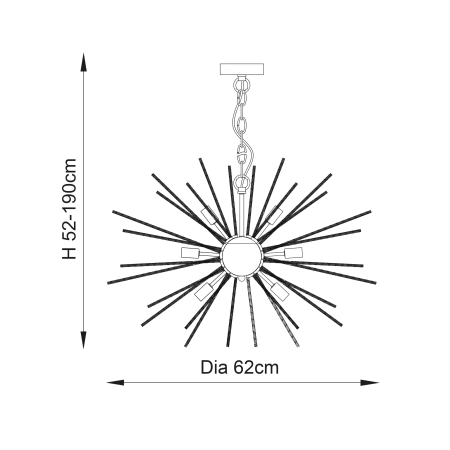 Lampa wisząca chromowana 9-punktowa 62cm 76350 z serii LENA - Endon Lighting