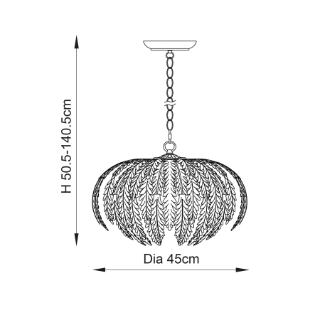 Lampa wisząca złota metalowa 3-punktowa 45cm 76360 z serii Delphine - Endon Lighting