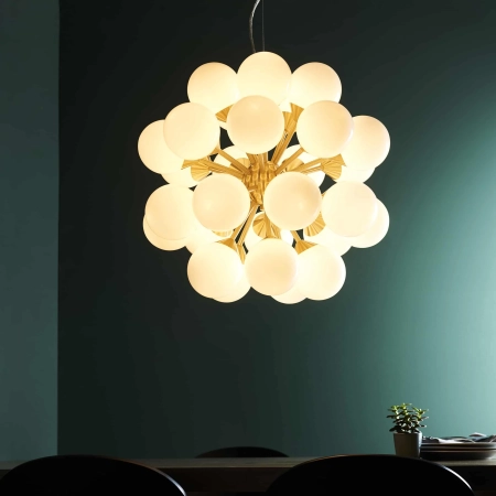 Lampa wisząca złota 28-punktowa z białymi kulami 76499 z serii OSCAR - Endon Lighting