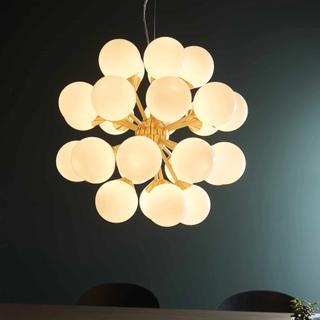Lampa wisząca złota 28-punktowa z białymi kulami 76499 z serii OSCAR - Endon Lighting