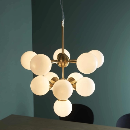 Lampa wisząca złota 11-punktowa z białymi kulami 76500 z serii OSCAR - Endon Lighting