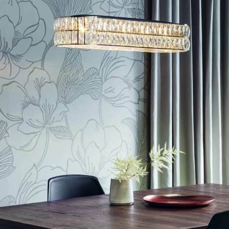 Lampa wisząca owalna kryształowa chromowana 67cm 76514 z serii Verina - Endon Lighting