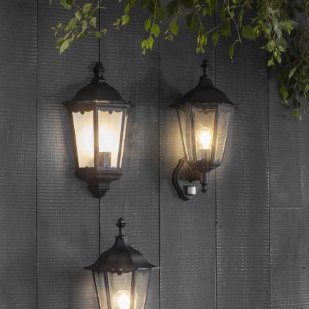 Kinkiet zewnętrzny czarny metalowy z czujnikiem ruchu 76548 z serii Burford - Endon Lighting