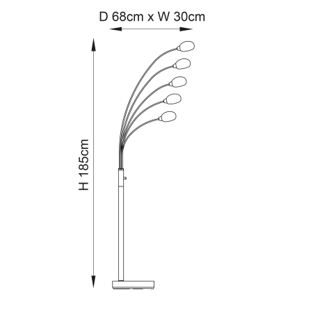 Lampa podłogowa metalowa srebrna 5-punktowa 76568 z serii JASPA - Endon Lighting