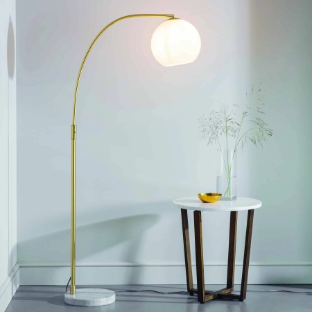 Lampa podłogowa złota łukowa z kulistym kloszem 76613 z serii Otto - Endon Lighting
