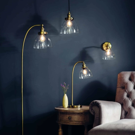Kinkiet mosiężny ze szklanym kloszem 77273 z serii Hansen - Endon Lighting