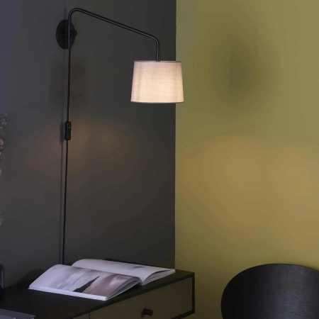 Kinkiet metalowy czarny z szarym abażurem 79500 z serii Carlson - Endon Lighting