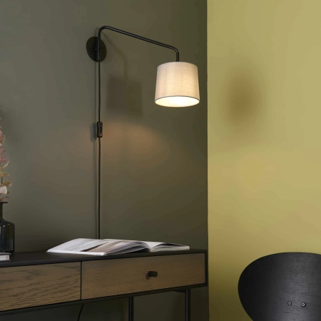 Kinkiet metalowy czarny z szarym abażurem 79500 z serii Carlson - Endon Lighting