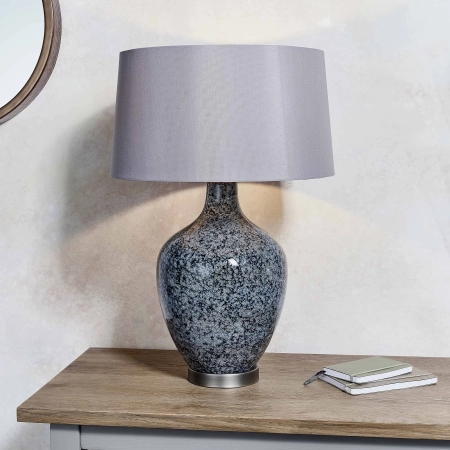 Lampa stołowa ceramiczna szaro-niebieska z abażurem 79842 z serii Ilsa - Endon Lighting