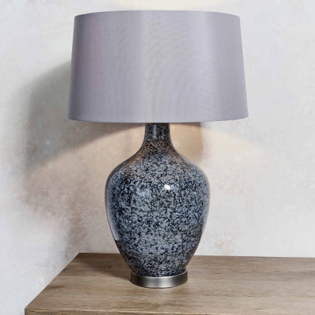 Lampa stołowa ceramiczna szaro-niebieska z abażurem 79842 z serii Ilsa - Endon Lighting
