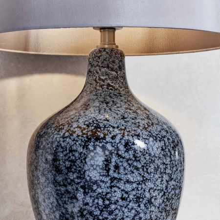Lampa stołowa ceramiczna szaro-niebieska z abażurem 79842 z serii Ilsa - Endon Lighting