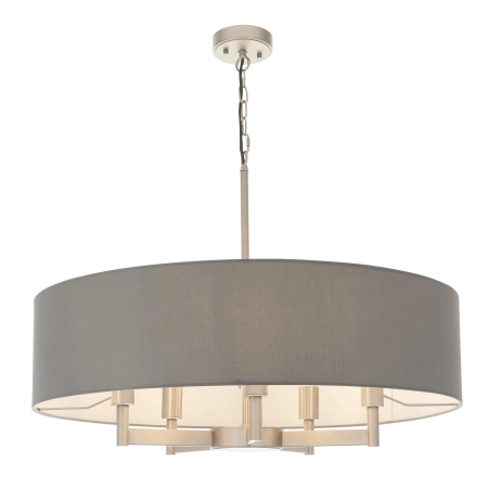 Lampa wisząca niklowa z szarym abażurem 5-punktowa 81002 z serii Grande - Endon Lighting