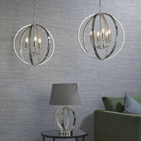 Lampa wisząca metalowa srebrna kulista 6-punktowa 81508 z serii Ritz - Endon Lighting