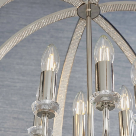 Lampa wisząca metalowa srebrna kulista 6-punktowa 81508 z serii Ritz - Endon Lighting