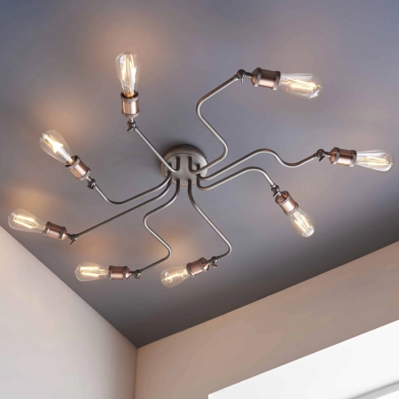Lampa sufitowa metalowa srebrno-miedziana 8-punktowa 81610 z serii Hal - Endon Lighting