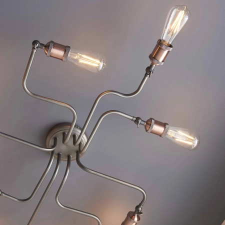 Lampa sufitowa metalowa srebrno-miedziana 8-punktowa 81610 z serii Hal - Endon Lighting