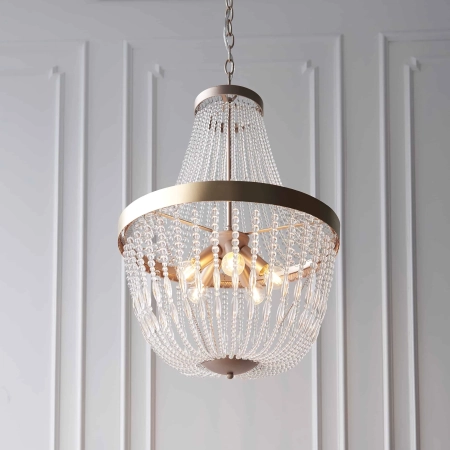 Lampa wisząca złota metalowa z koralikami 5-punktowa 81913 z serii Celine - Endon Lighting