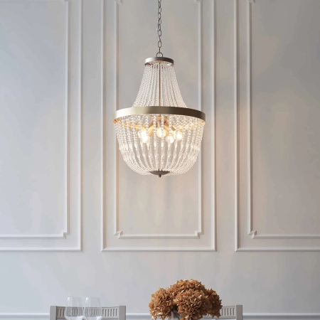 Lampa wisząca złota metalowa z koralikami 5-punktowa 81913 z serii Celine - Endon Lighting