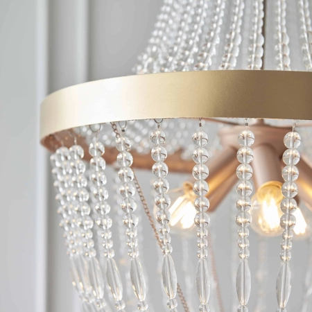 Lampa wisząca złota metalowa z koralikami 5-punktowa 81913 z serii Celine - Endon Lighting