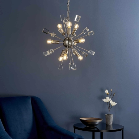 Lampa wisząca metalowa srebrna 9-punktowa 50cm 81917 z serii Miro - Endon Lighting