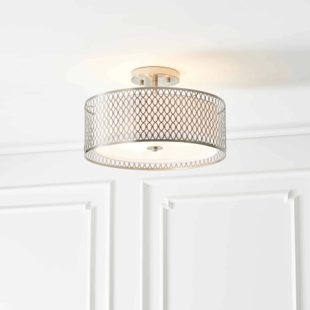 Lampa sufitowa srebrna metalowa z tkaniną 3-punktowa 81966 z serii Cordero - Endon Lighting