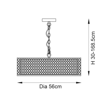 Lampa wisząca metalowa srebrna z tkaniną 56cm 81969 z serii Cordero - Endon Lighting