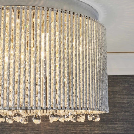 Plafon okrągły srebrny kryształowy 10-punktowy 81980 z serii Galina - Endon Lighting