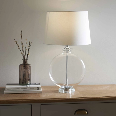 Lampa stołowa szklana z białym abażurem 90535 z serii Gideon - Endon Lighting