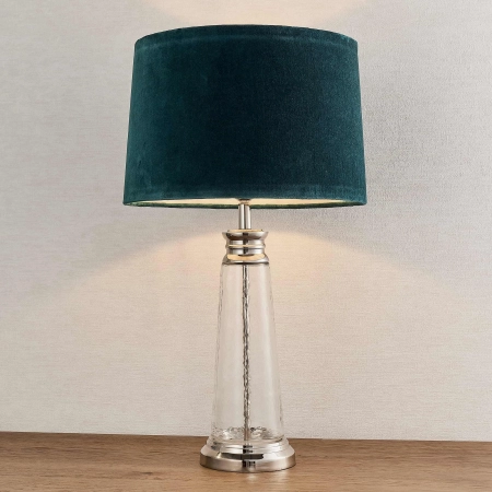 Lampa stołowa szklana z niebieskim abażurem 90545 z serii Winslet - Endon Lighting