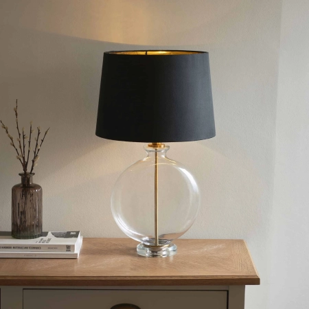 Lampa stołowa szklana z czarnym abażurem 90559 z serii Gideon - Endon Lighting
