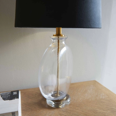 Lampa stołowa szklana z czarnym abażurem 90559 z serii Gideon - Endon Lighting