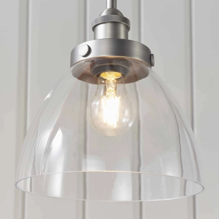 Lampa wisząca szklana srebrna 22cm 91738 z serii Hansen - Endon Lighting