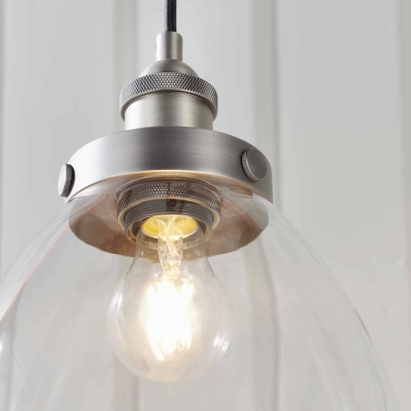 Lampa wisząca szklana srebrna 22cm 91738 z serii Hansen - Endon Lighting