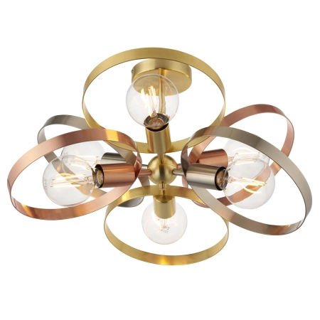 Plafon metalowy złoto-miedziany 6-punktowy 91935 z serii HOOP - Endon Lighting