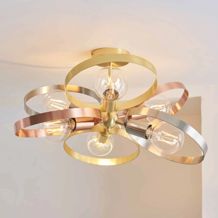 Plafon metalowy złoto-miedziany 6-punktowy 91935 z serii HOOP - Endon Lighting